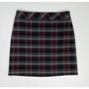 NWT Ann Taylor Loft Factory Skirt Plaid Skirt Black Red Lined Dark Academia 4